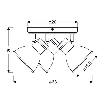 Stropní bodové kulaté osvětlení ZUMBA - 3xE14, 40W, bílé / černé