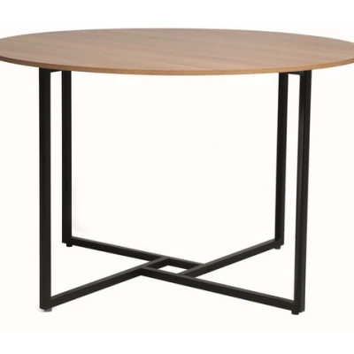 VÝPRODEJ - Kulatý jídelní stůl PALMIRO - dub / černý