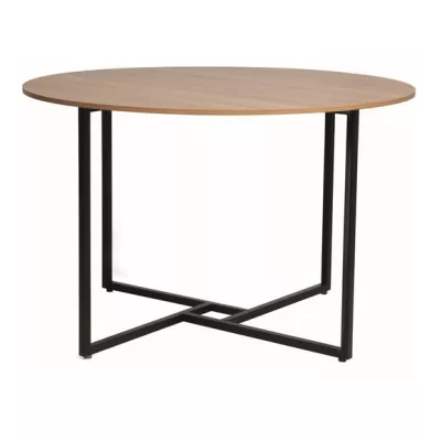 VÝPRODEJ - Kulatý jídelní stůl PALMIRO - dub / černý
