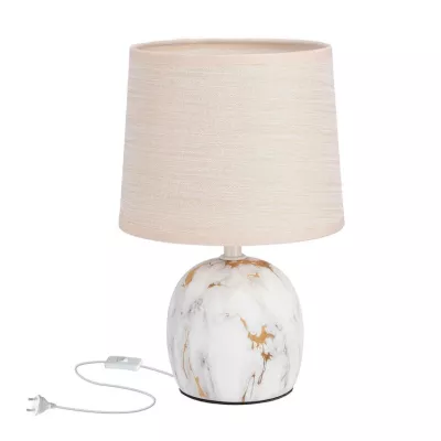 Moderní stolní keramická lampa ADELINA - 1xE14, 40W, bílá / zlatá / béžová