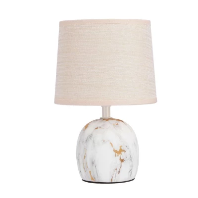 Moderní stolní keramická lampa ADELINA - 1xE14, 40W, bílá / zlatá / béžová