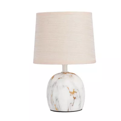 Moderní stolní keramická lampa ADELINA - 1xE14, 40W, bílá / zlatá / béžová