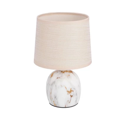Moderní stolní keramická lampa ADELINA - 1xE14, 40W, bílá / zlatá / béžová