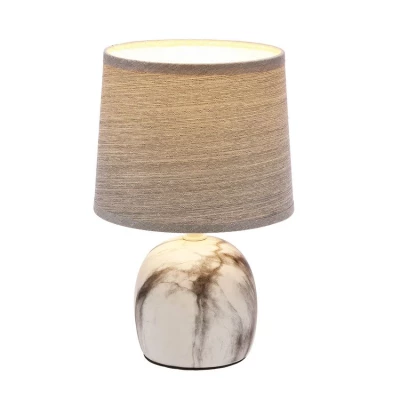 Moderní stolní keramická lampa ADELINA - 1xE14, 40W, bílá / šedá