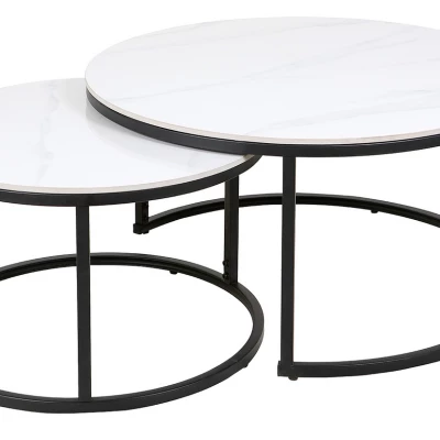 VÝPRODEJ - Sada konferenčních stolků EVODIA 3 - bílá / matná černá