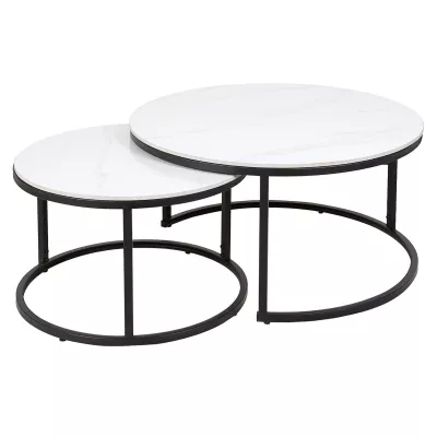 VÝPRODEJ - Sada konferenčních stolků EVODIA 3 - bílá / matná černá