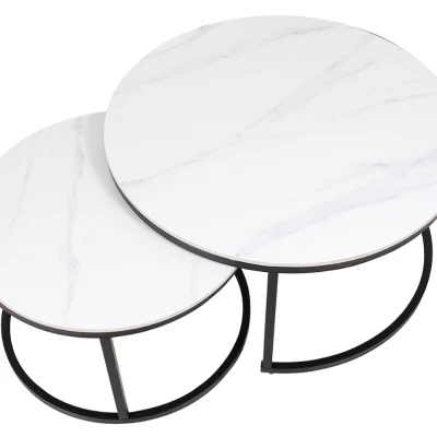 VÝPRODEJ - Sada konferenčních stolků EVODIA 3 - bílá / matná černá