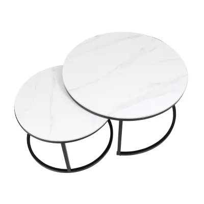 VÝPRODEJ - Sada konferenčních stolků EVODIA 3 - bílá / matná černá