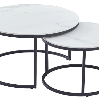 VÝPRODEJ - Sada konferenčních stolků EVODIA 3 - bílá / matná černá