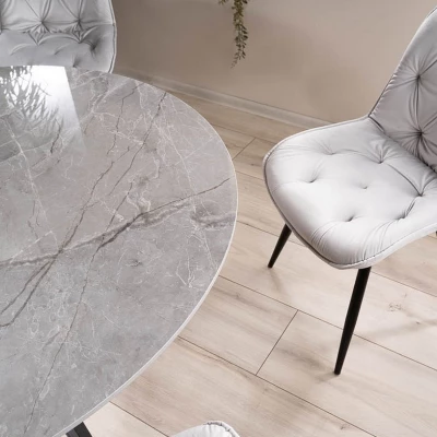 VÝPRODEJ - Designový kulatý stůl HOLGER - šedý / černý