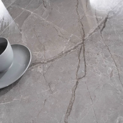 VÝPRODEJ - Designový kulatý stůl HOLGER - šedý / černý