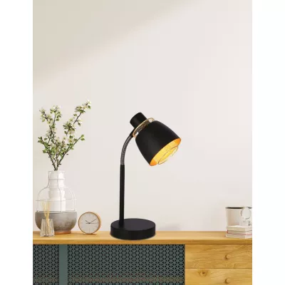 Moderní stolní lampa ALEKSANDRIA - 1xE14, 40W, zlatá / černá