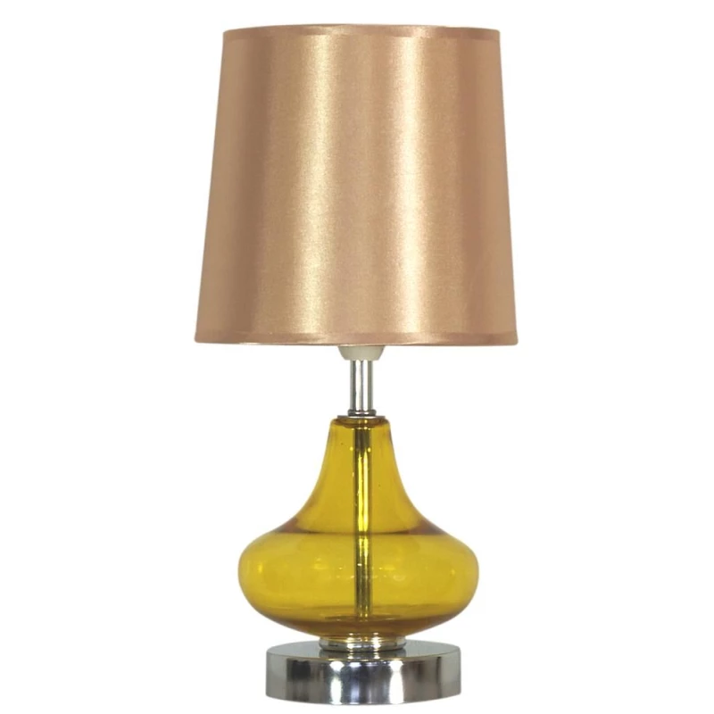 Moderní stolní lampa ALLADINA - 1xE14, 40W, chromovaná / jantarová