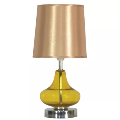 Moderní stolní lampa ALLADINA - 1xE14, 40W, chromovaná / jantarová