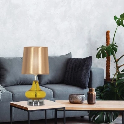 Moderní stolní lampa ALLADINA - 1xE14, 40W, chromovaná / jantarová