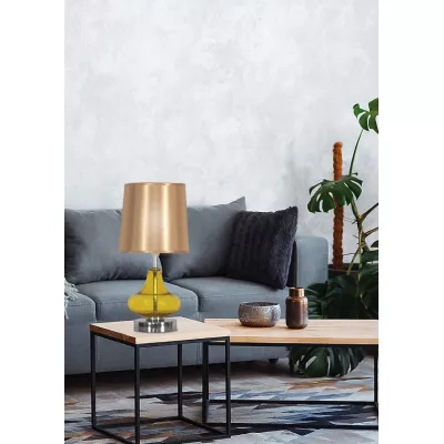 Moderní stolní lampa ALLADINA - 1xE14, 40W, chromovaná / jantarová