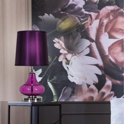 Moderní stolní lampa ALLADINA - 1xE14, 40W, chromovaná / fialová