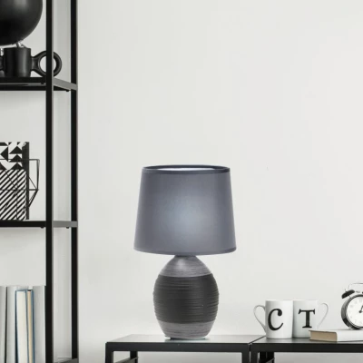 Stolní moderní keramická lampa AMBON - 1xE14, 40W, černá / šedá
