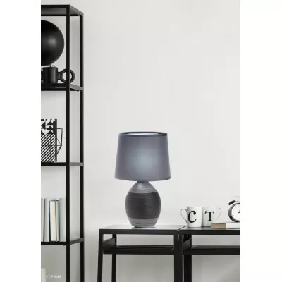 Stolní moderní keramická lampa AMBON - 1xE14, 40W, černá / šedá