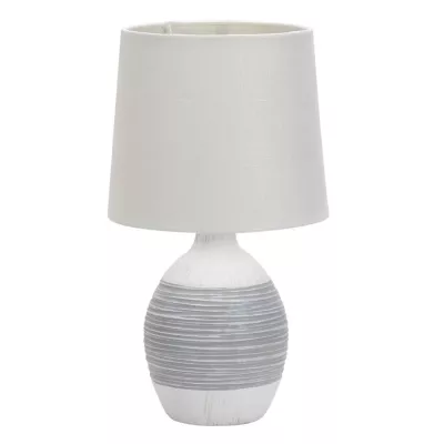 Stolní moderní keramická lampa AMBON - 1xE14, 40W, bílá / šedá