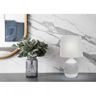 Stolní moderní keramická lampa AMBON - 1xE14, 40W, bílá / šedá