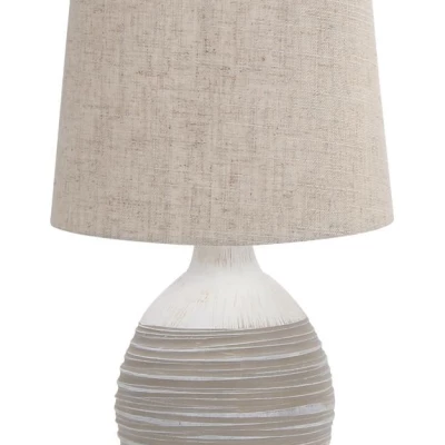 Stolní moderní keramická lampa AMBON - 1xE14, 40W, béžová / bílá