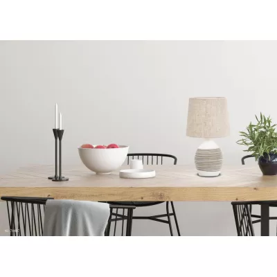 Stolní moderní keramická lampa AMBON - 1xE14, 40W, béžová / bílá