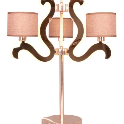 Moderní stolní lampa AMBROSIA - 3xE14, 40W + LED 18,4W, 2800K (teplá bílá), měděná