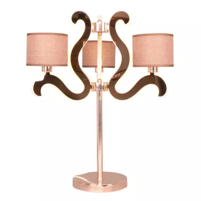 Moderní stolní lampa AMBROSIA - 3xE14, 40W + LED 18,4W, 2800K (teplá bílá), měděná