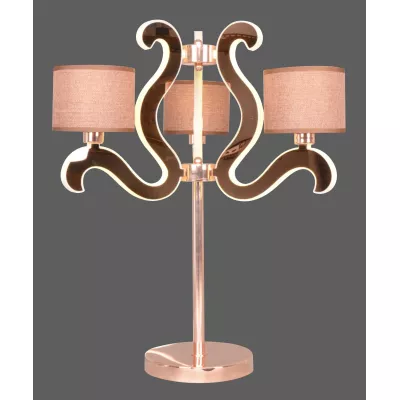 Moderní stolní lampa AMBROSIA - 3xE14, 40W + LED 18,4W, 2800K (teplá bílá), měděná