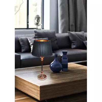 Moderní stolní lampa AMORE - 1xE27, 60W, černá / měděná