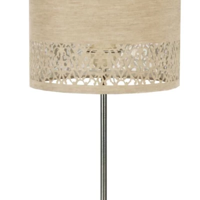 Moderní kulatá stolní lampa ARABESCA - 1xE27, 60W, chromovaná / krémová