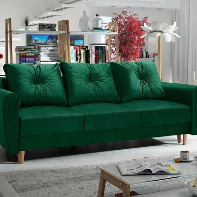 VÝPRODEJ - Třímístná rozkládací pohovka PROSPERO - zelená