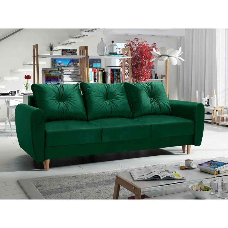 VÝPRODEJ - Třímístná rozkládací pohovka PROSPERO - zelená