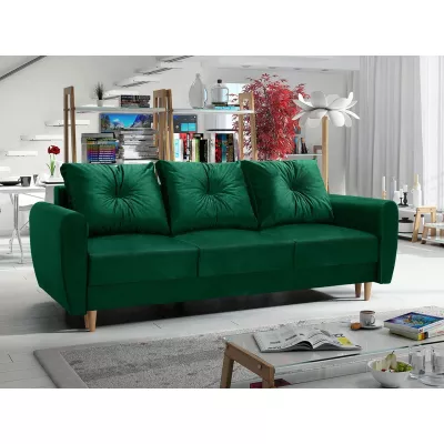 VÝPRODEJ - Třímístná rozkládací pohovka PROSPERO - zelená