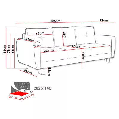VÝPRODEJ - Třímístná rozkládací pohovka PROSPERO - zelená