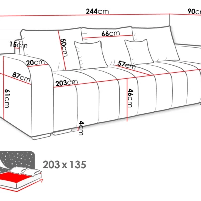 VÝPRODEJ - Třímístná pohovka na každodenní spaní ROSALINE - šedá