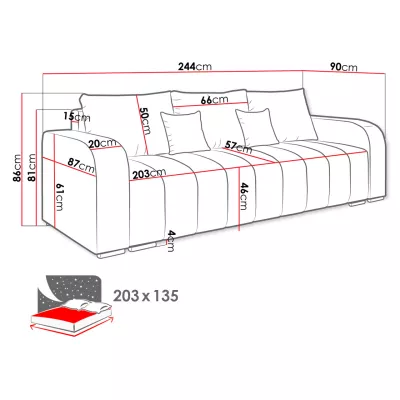 VÝPRODEJ - Třímístná pohovka na každodenní spaní ROSALINE - šedá