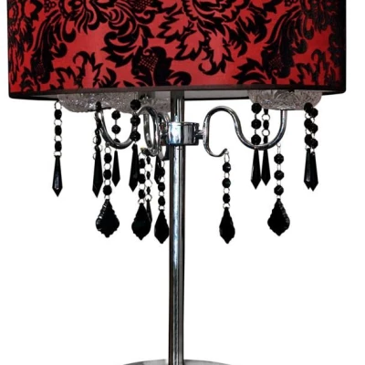 Moderní stolní lampa ASTOR - 3xE14, 40W, chromovaná / červenočerná