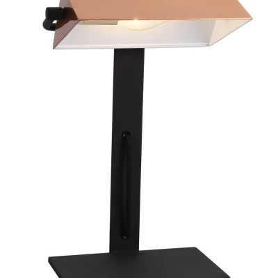 Stolní lampa v bankéřském stylu BANKIER - 1xE14, 40W, černá / měděná