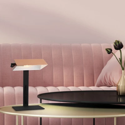 Stolní lampa v bankéřském stylu BANKIER - 1xE14, 40W, černá / měděná