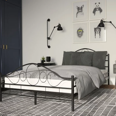 VÝPRODEJ - Kovová manželská postel 140x200 TEJANO - černá