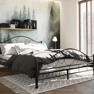 VÝPRODEJ - Kovová manželská postel 140x200 TEJANO - černá