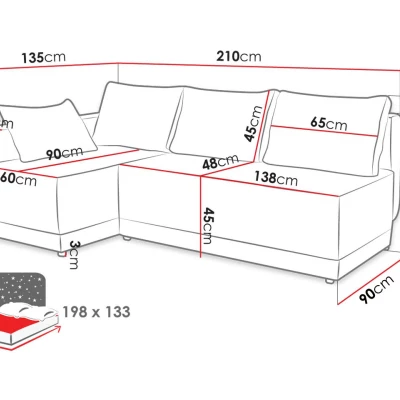 VÝPRODEJ - Rohová rozkládací sedací souprava UVERAL - tyrkysová, levý roh