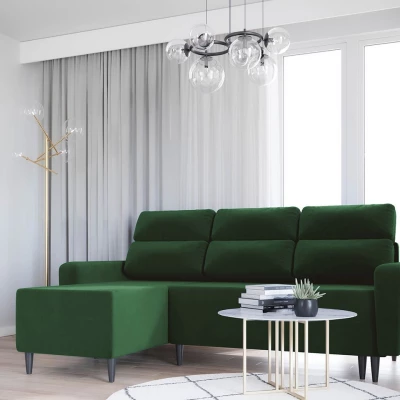 VÝPRODEJ - Rohová rozkládací sedací souprava ZURINE - zelená, levý roh