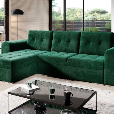 VÝPRODEJ - Rohová rozkládací sedačka PURISIMA - zelená