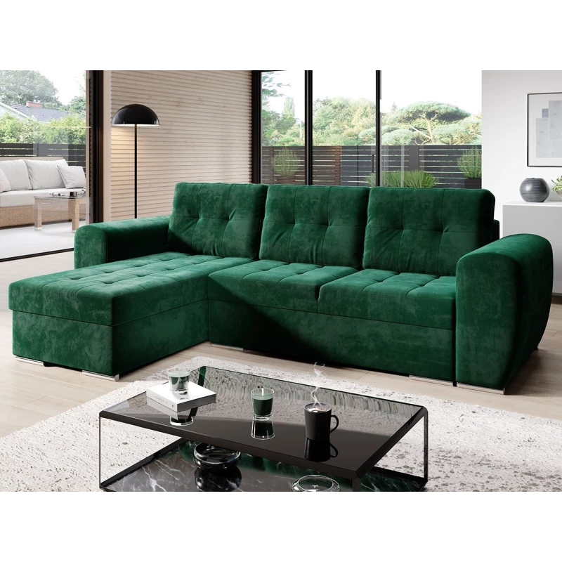 VÝPRODEJ - Rohová rozkládací sedačka PURISIMA - zelená