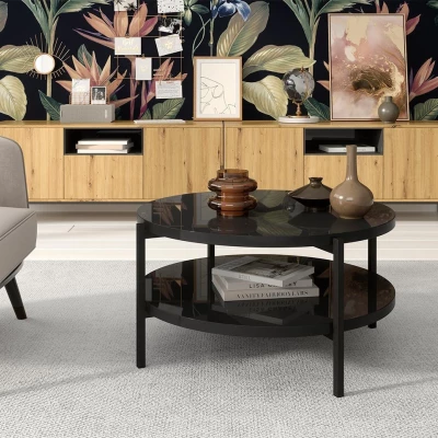 VÝPRODEJ - Konferenční stolek PASQUAL 2 - lesklý černý