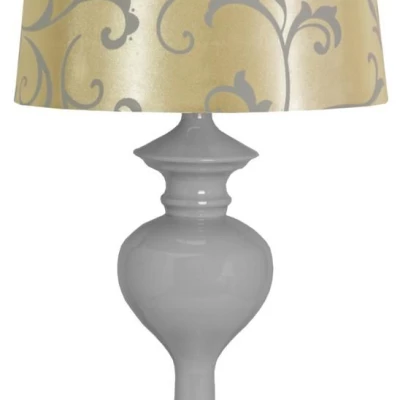 Moderní stolní lampa BERKANE - 1xE14, 40W, šedá / béžová