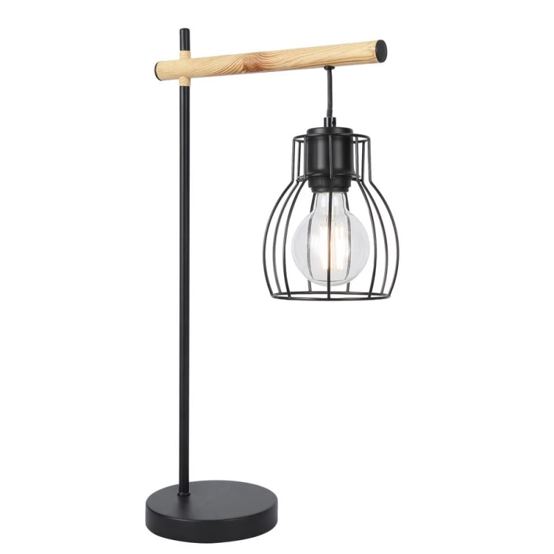 Stolní industriální lampa BERNITA - 1xE27, 60W, černá / hnědá